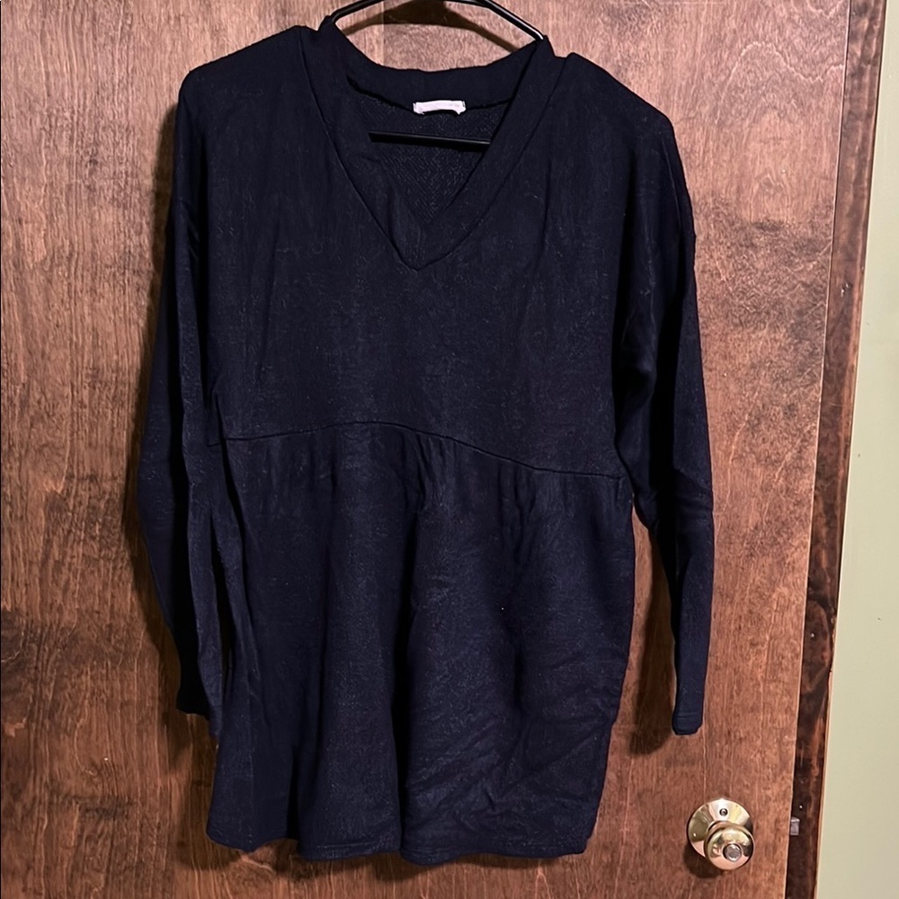 Chic Soul - Navy V-Neck Women's sweater